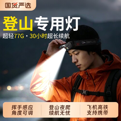 微笑鲨户外登山超长续航头灯