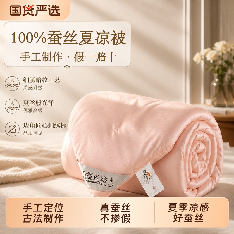 冰丝蚕丝被夏凉被空调被100%蚕丝春秋被学生薄被子芯家用春夏婚庆