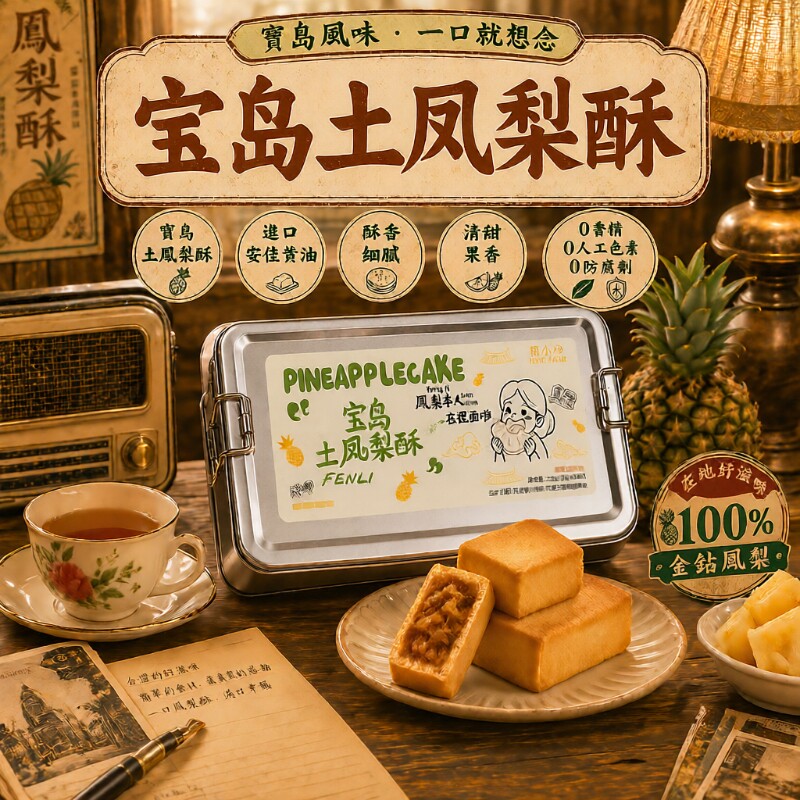 精小珍老式台湾土凤梨酥糕点心特产送礼伴手礼台湾风味凤凰鸡蛋卷
