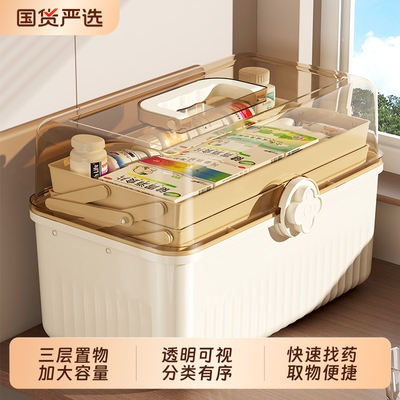 药箱收纳盒大号家庭装药品医药箱家用大容量多层急救箱小药盒应急
