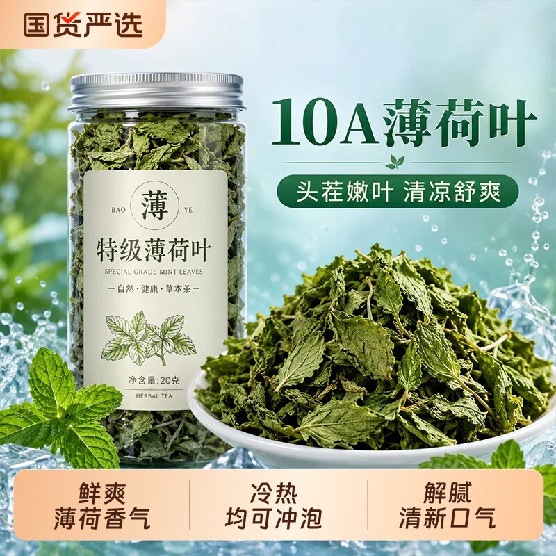 薄荷叶干特级纯薄荷茶新鲜可食用泡茶柠檬泡水薄荷中药材冻干茉莉图片