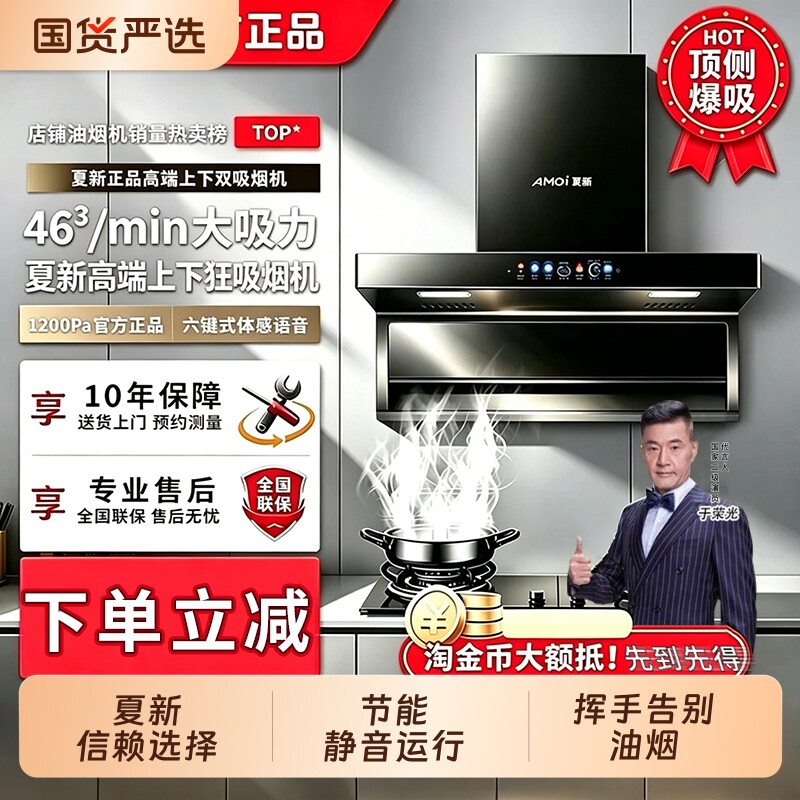 夏新正品抽油烟机顶侧双吸变频款图片