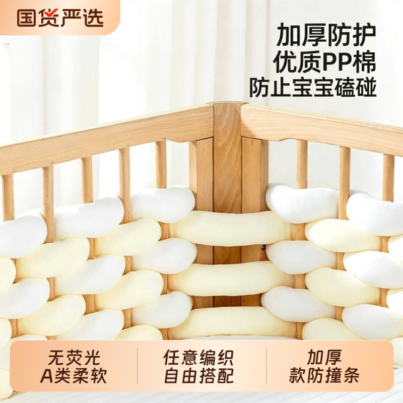 贝肽斯新生婴儿床床围栏软包儿童防撞条拼接床缓冲床靠打结护栏图片