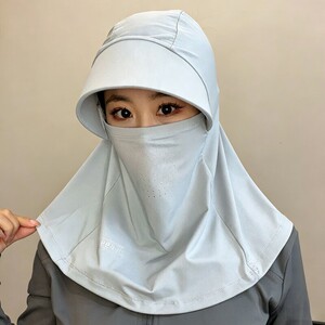 全脸防晒面罩女UPF50+冰丝护颈面罩骑行开车防紫外线透气遮阳口罩