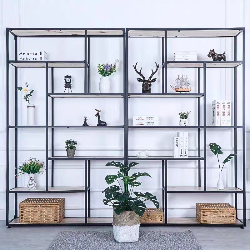 铁艺书架创意搁板隔断办公室置物架落地简约多层展示架客厅工业风