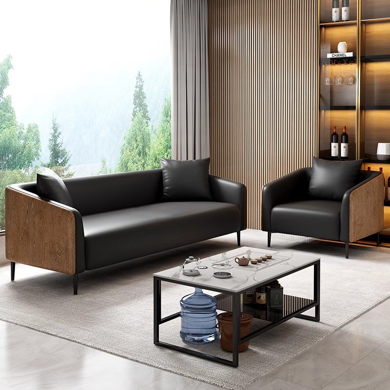 办公室接待沙发商务会客洽谈区三人位办公接待室简约茶几组合套装