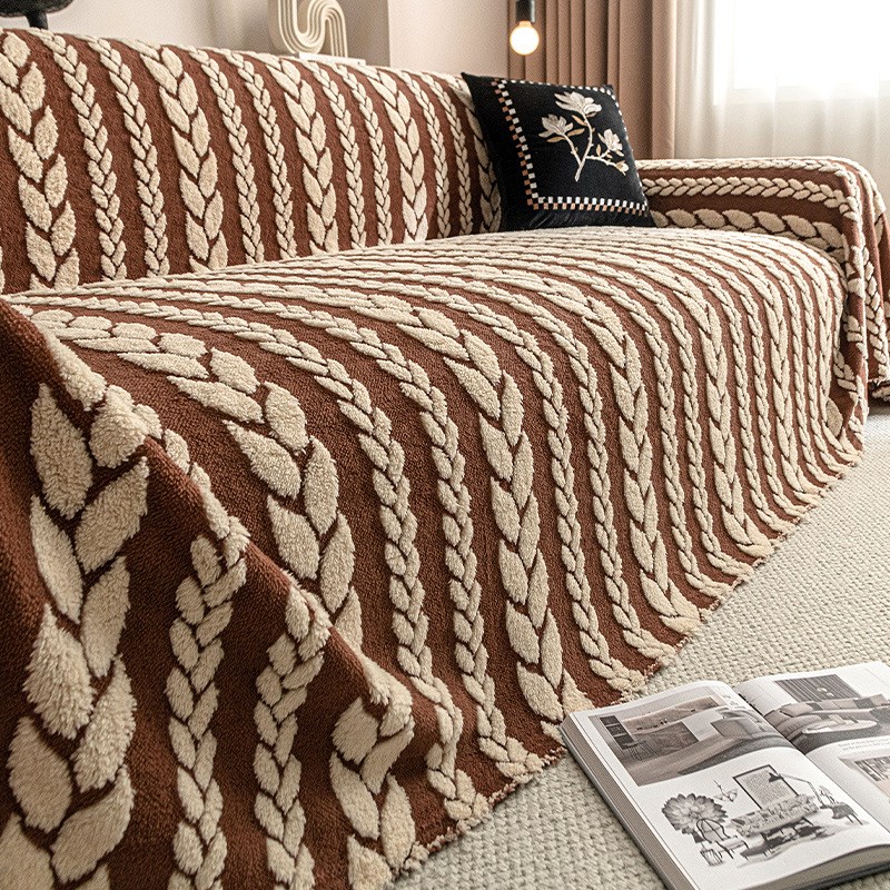 冬季新款轻奢加厚毛绒沙发盖布高级感全盖沙发巾现代简约沙发套罩