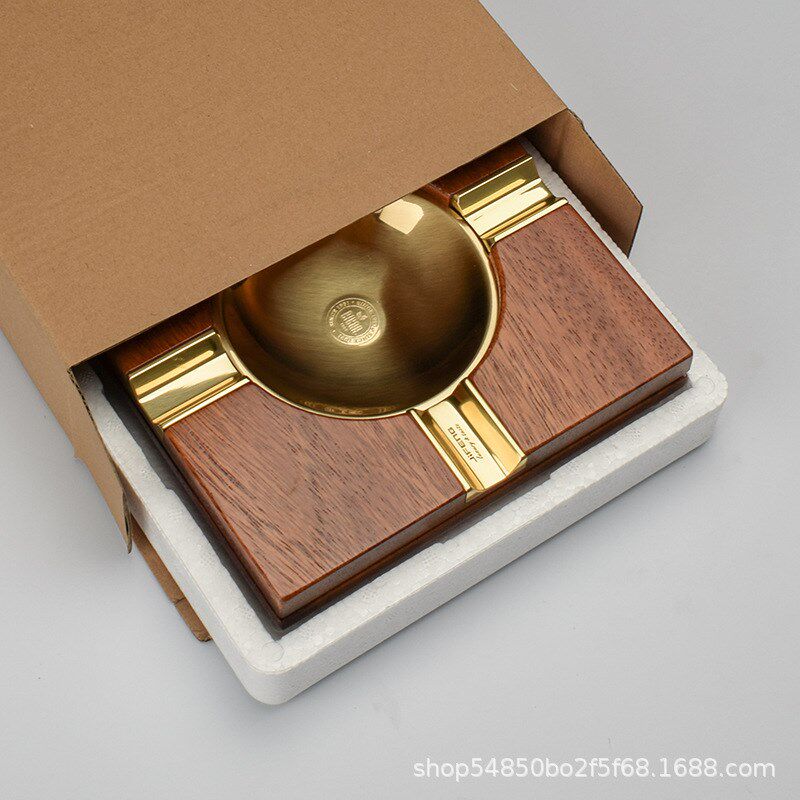 jifeng季风雪茄烟灰缸印茄木四槽办公室客厅雪茄专用大口径烟灰缸