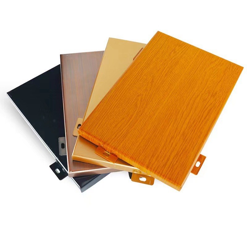 木纹铝单板门头厂家冲孔氟碳幕墙外墙雕花木纹石纹双曲造型雕花