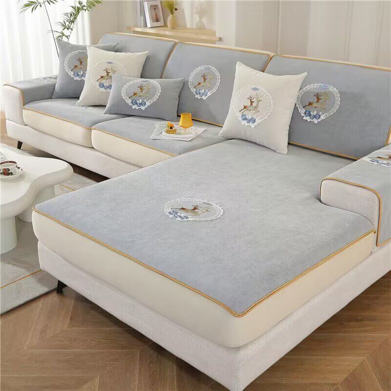 精选雪尼尔弹力沙发套罩全包套三人位加贵妃位沙发垫四季通用坐垫