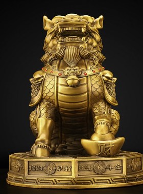 铜麒麟摆件一对纯铜踩八卦麒麟家居办公室商铺客厅公司装饰工艺礼