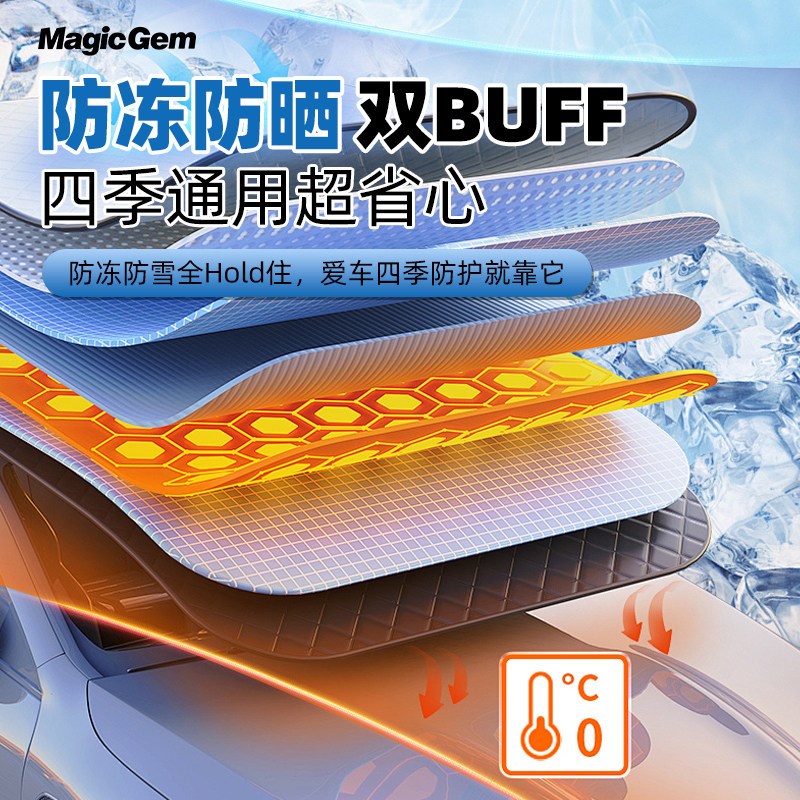 汽车防雪罩雨刷器孔防护罩前挡风玻璃防寒水箱保温冬季加厚牛津布
