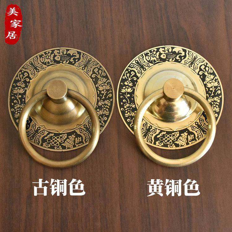 中式仿古纯铜大门拉手复古门钹拉环圆形把手狮子头兽头门环铜配件
