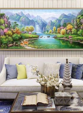 9WOR青山绿水十字绣2021款新款客厅满绣发财鹿风景线绣自己绣手工