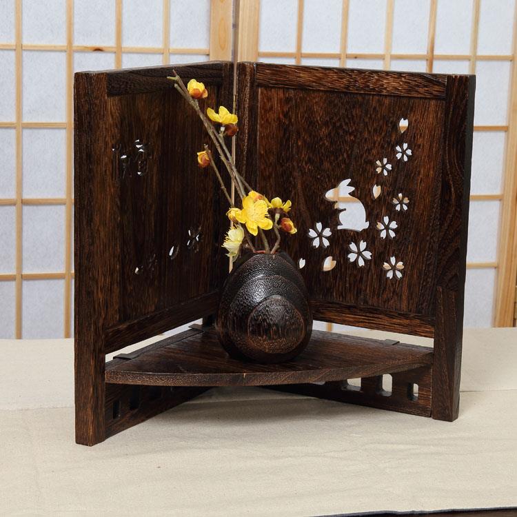 实木仿古小屏风桌面装饰摆件中国风中式隔断小架子收纳置物架花架
