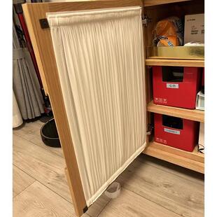 玻璃绷纱帘推拉移柜门遮挡窗纱厨房柜子黏贴免打孔杆轻奢书柜窗帘