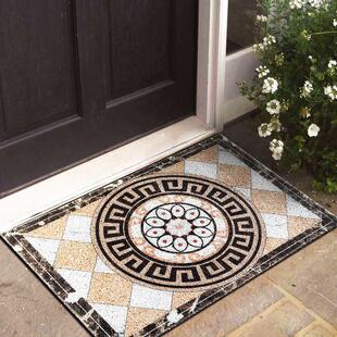 大理石地砖花纹丝圈地毯 地花防滑入户垫 进门地垫 蹭土垫室外垫