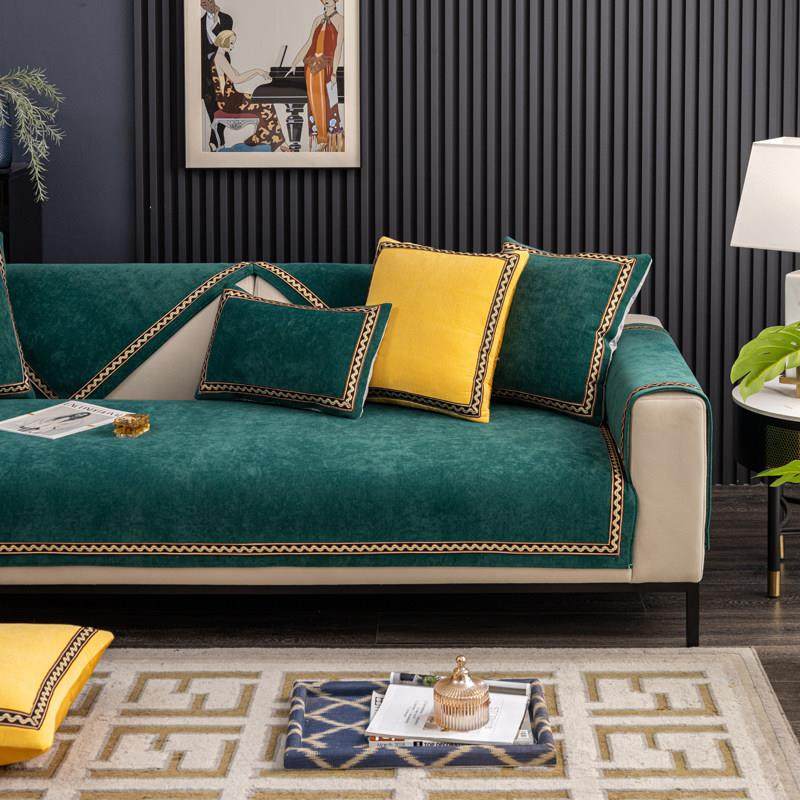 高级轻奢雪尼尔沙发垫四季通用防滑墨绿坐垫子套罩2025新款盖布巾,居家布艺,沙发垫,淘宝优惠券,粉丝福利购,淘宝优惠卷
