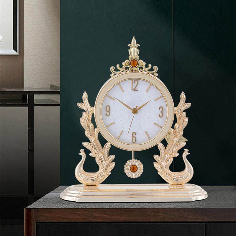新款欧式复古座钟桌面钟表摆件轻奢时钟摆台式客厅家用座钟石英钟,家居饰品,座钟,淘宝优惠券,粉丝福利购,淘宝优惠卷