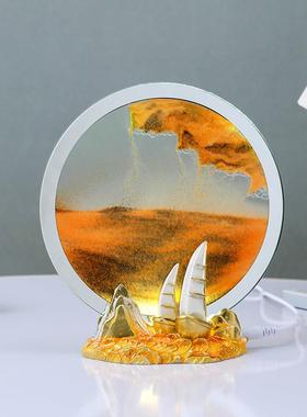 一帆风顺流沙画夜灯创意沙漏家居电视柜客厅酒柜入口办公室