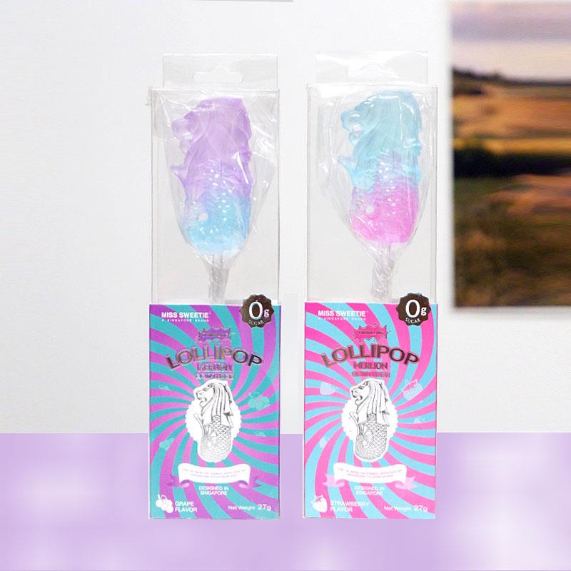 新加坡merlion鱼尾狮闪光棒棒糖lollipop草莓味葡萄味27g