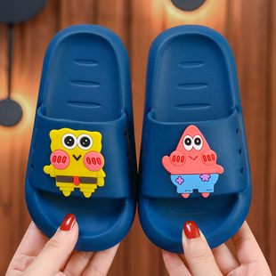 儿童海绵宝宝拖鞋夏男女宝宝居家外穿一字拖浴室洗澡防滑防臭凉拖
