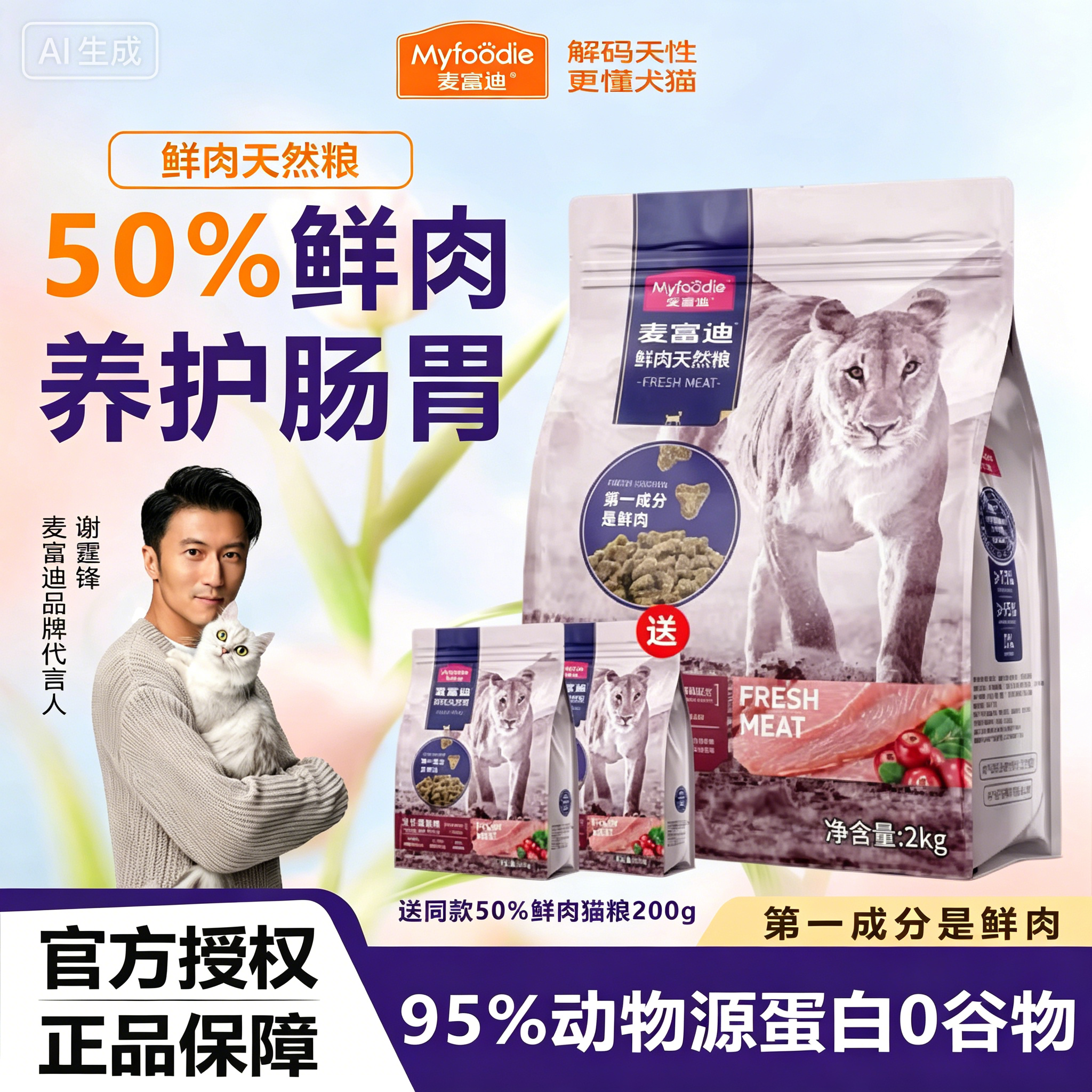 麦富迪50%鲜肉猫粮鲜鸡肉营养无谷高蛋白蔓越莓成猫幼猫泌尿猫粮