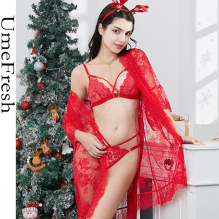 UmeFresh•法式蕾丝性感内衣女舒适无钢圈大胸显小文胸套装高级感
