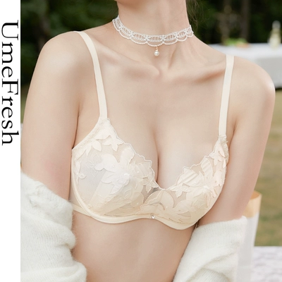 UmeFresh•法式鸢尾印花少女内衣纯欲夏季轻薄款软钢圈文胸套装