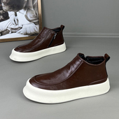 休闲鞋 2025新款 秋冬加绒厚棉鞋 高帮男士 增高男鞋 一脚蹬英伦靴子潮