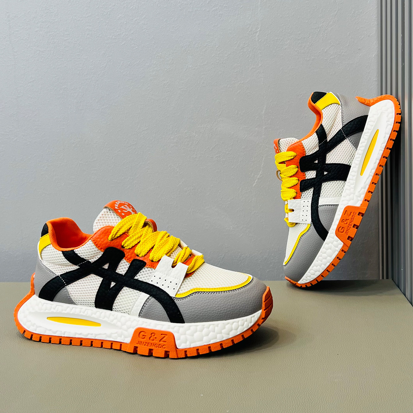 厚底阿甘鞋2026春夏新款拼色透气网面运动休闲鞋百搭轻便潮流男鞋