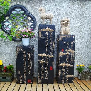 饰品 复古落地仿古石柱客厅玄关家居展示柱展厅摆件底座书法柱子装