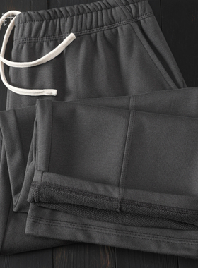 重磅弯刀大脚口直筒卫裤 双股双纱柔软亲肤抗变形百搭碳灰色长裤