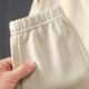 2025春双股双纱洗水柔软耐磨九分裤 米灰色毛线圈松紧腰束脚卫裤