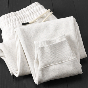 碳素磨毛紧密自发热手抓一体绒 480g浅花灰螺纹收口保暖厚实卫裤