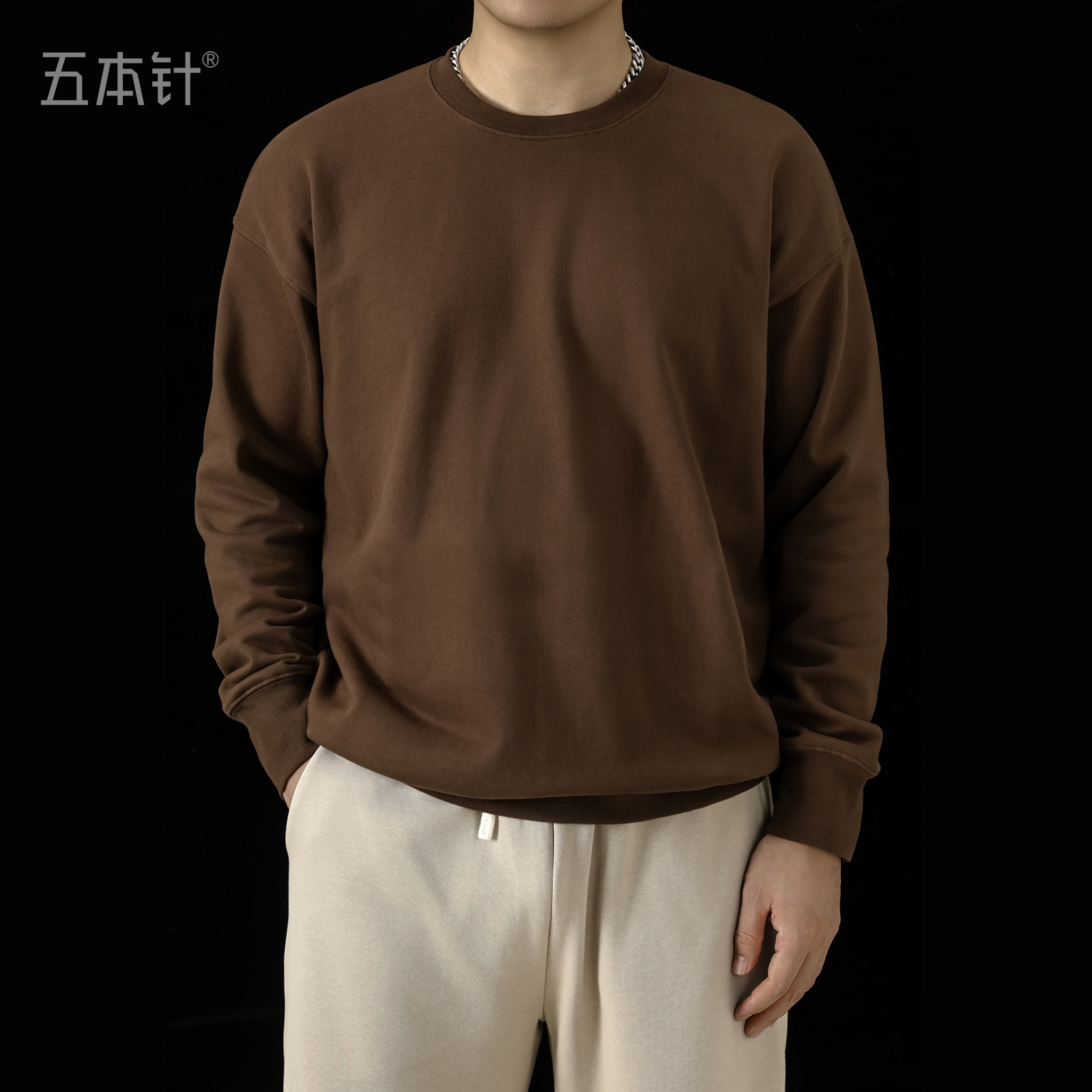 100%棉加厚套头圆领百搭宽松卫衣