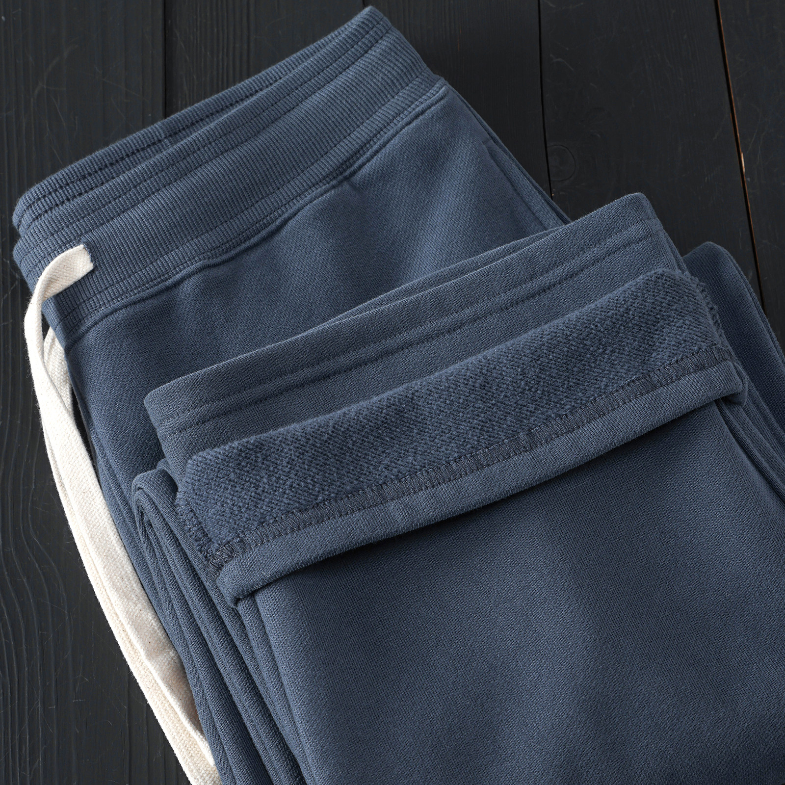 500g灰蓝色宽松阔腿直筒长裤洗水磨毛保暖螺纹松紧腰秋冬抓绒卫裤,男装,卫裤,淘宝优惠券,粉丝福利购,淘宝优惠卷