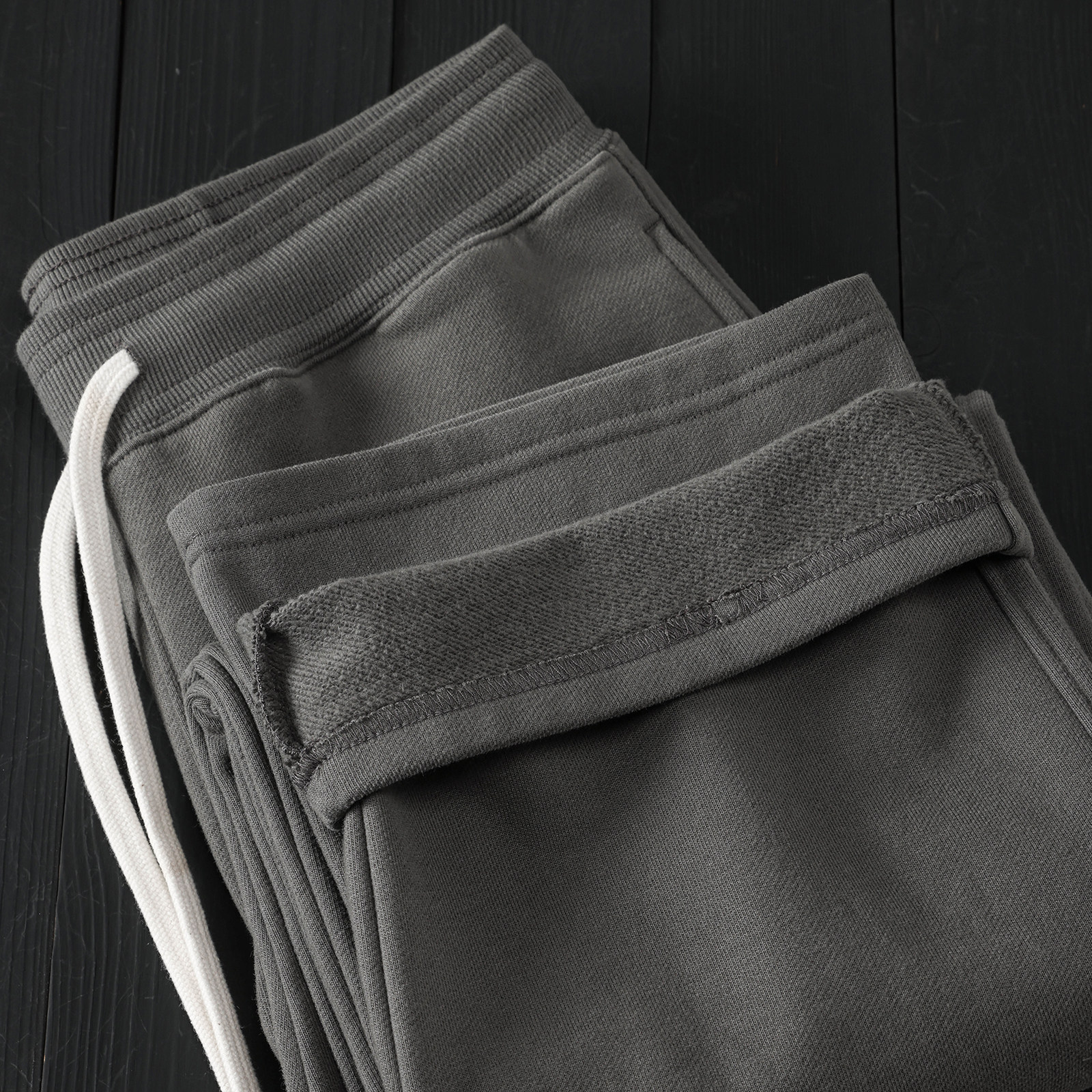 500g碳灰色宽松阔腿直筒长裤洗水磨毛保暖螺纹松紧腰秋冬抓绒卫裤,男装,卫裤,淘宝优惠券,粉丝福利购,淘宝优惠卷