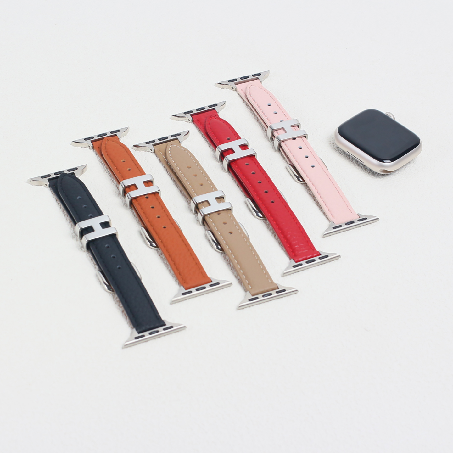 适用苹果手表高级感真皮表带