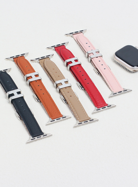 适用苹果手表applewatchs11s10s9表带高级感真皮表带复古文艺腕带