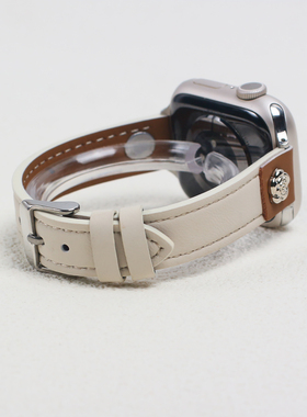 适用苹果手表applewatchs1098表带高级感小众设计感真皮简约表带