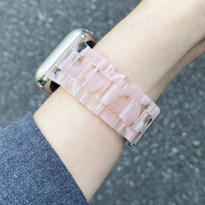 适用苹果手表高级质感冰晶粉表带