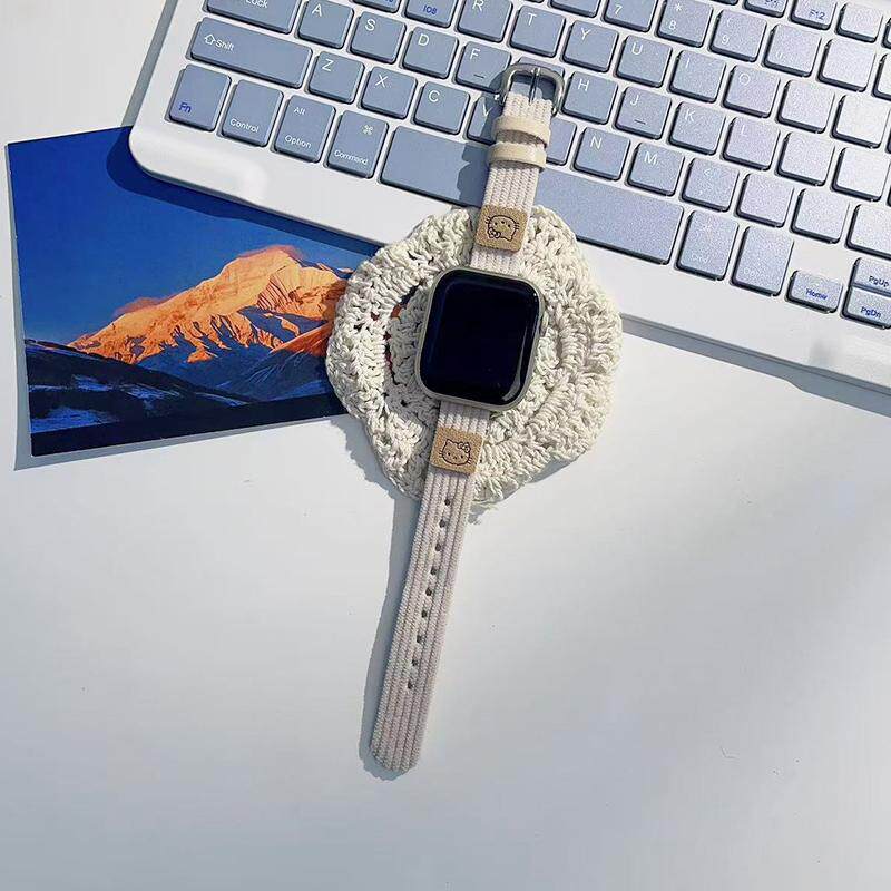 适用iwatch手表带可爱灯芯绒简约