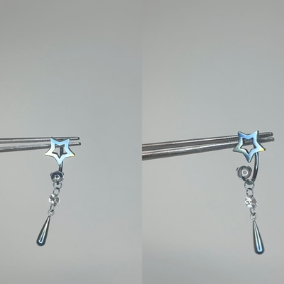 钛合金星星锆石耳钉水滴马蹄环吊坠耳骨钉耳窝环精致小众养耳洞