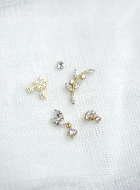 钛合金镀金系列16g锆石耳钉精致小巧吊坠耳骨耳窝钉防过敏百搭