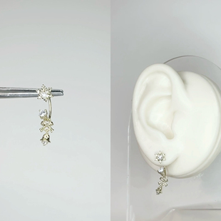 钛钢雪花吊坠镀金色耳钉精致小众养耳洞耳骨钉铃铛耳蜗钉耳环