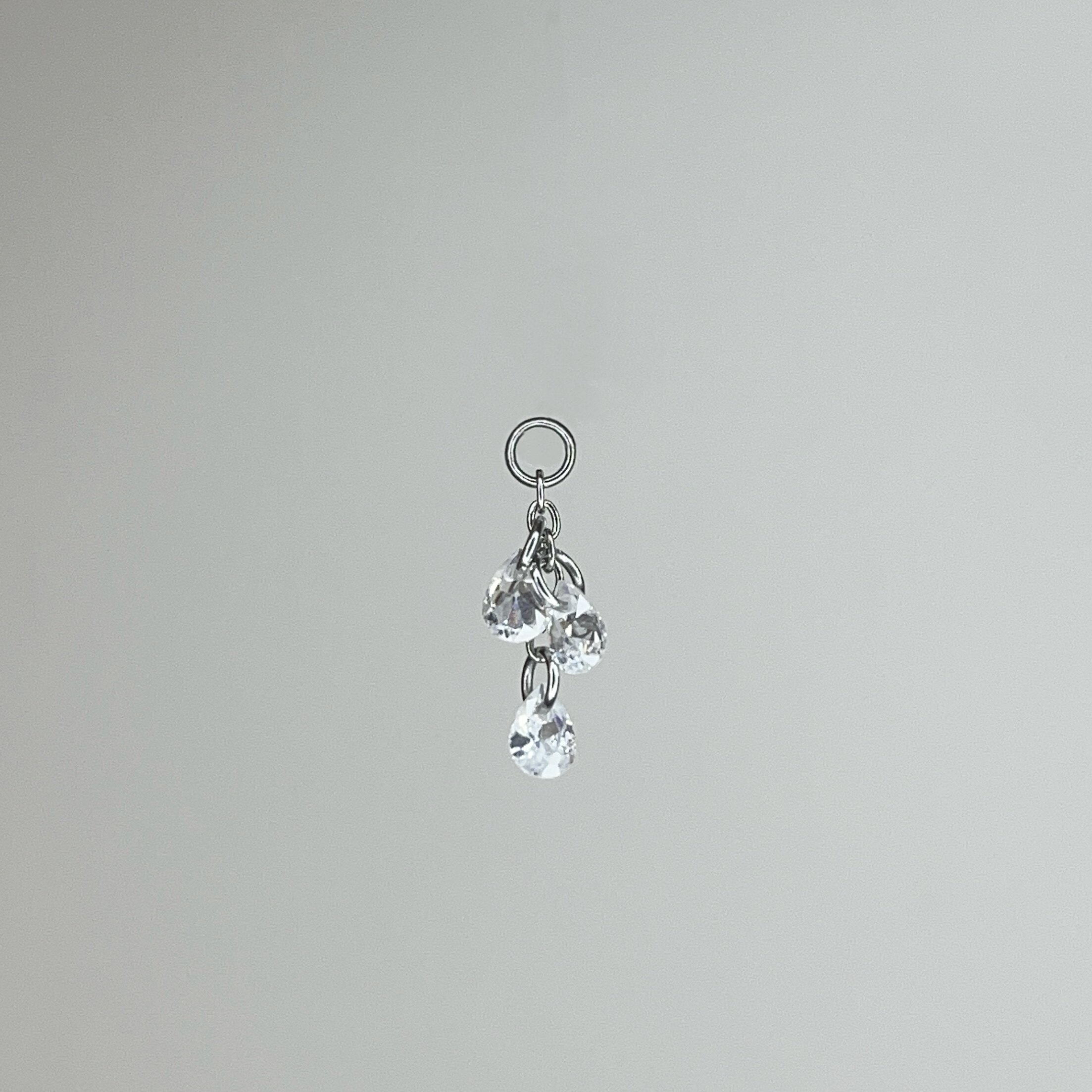 钛合金水滴锆石跑环耳钉搭配diy配件葡萄串链条吊坠精致小众免摘