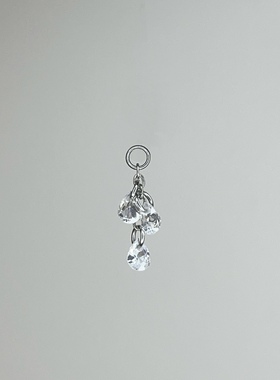 钛合金水滴锆石跑环耳钉搭配diy配件葡萄串链条吊坠精致小众免摘