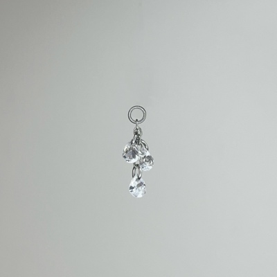 钛合金水滴锆石跑环耳钉搭配diy配件葡萄串链条吊坠精致小众免摘