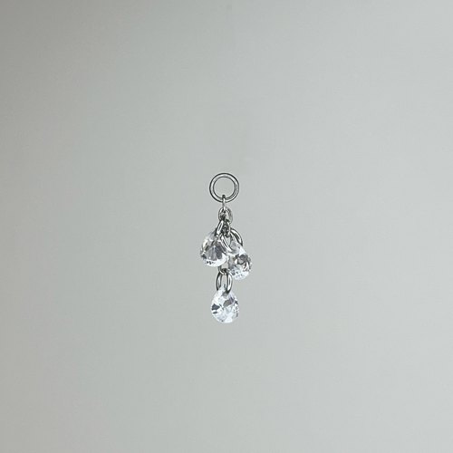 钛合金水滴锆石跑环耳钉搭配diy配件葡萄串链条吊坠精致小众免摘